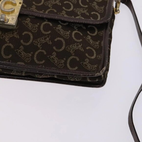 CELINE C Sulky Boston Shoulder Bag Canvas 2Set Brown Navy - Picture 15 of 16